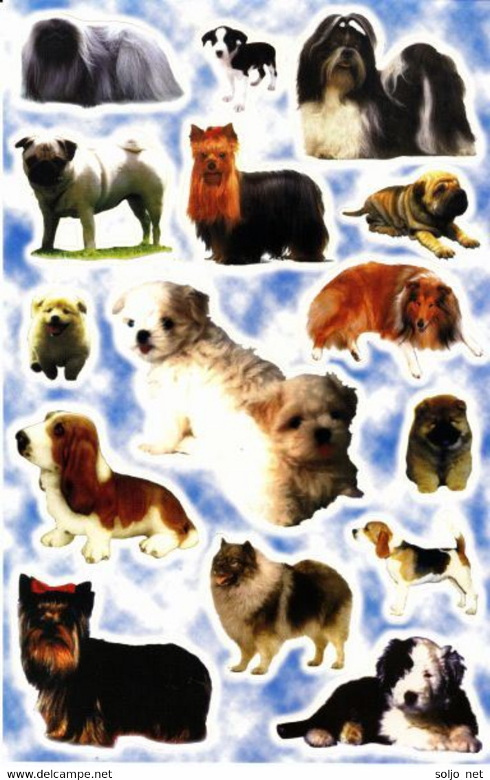 Hunde Tiere Aufkleber / Dog Sticker A4 1 Bogen 27 X 18 Cm ST387 - Scrapbooking