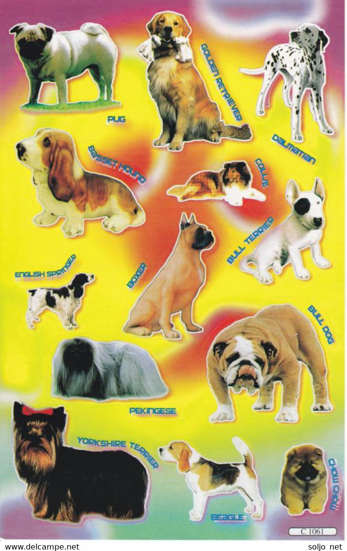 Hunde Tiere Aufkleber / Dog Sticker A4 1 Bogen 27 X 18 Cm ST339 - Scrapbooking