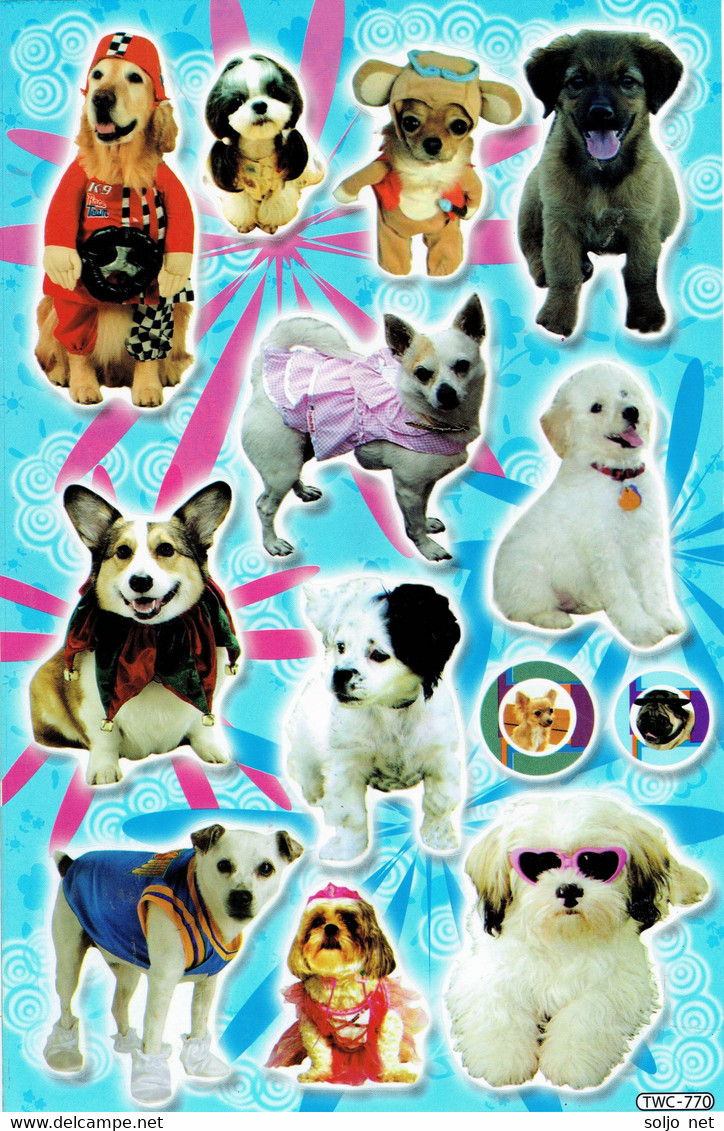 Hunde Tiere Aufkleber / Dog Sticker A4 1 Bogen 27 X 18 Cm ST297 - Scrapbooking