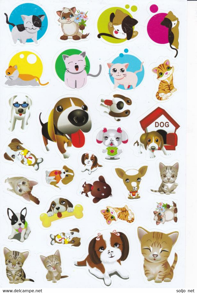 Hunde Tiere Aufkleber / Dog Sticker A4 1 Bogen 27 X 18 Cm ST246 - Scrapbooking