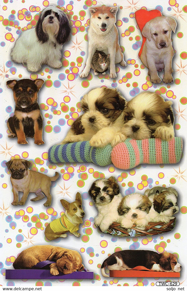 Hunde Tiere Aufkleber / Dog Sticker A4 1 Bogen 27 X 18 Cm ST019 - Scrapbooking