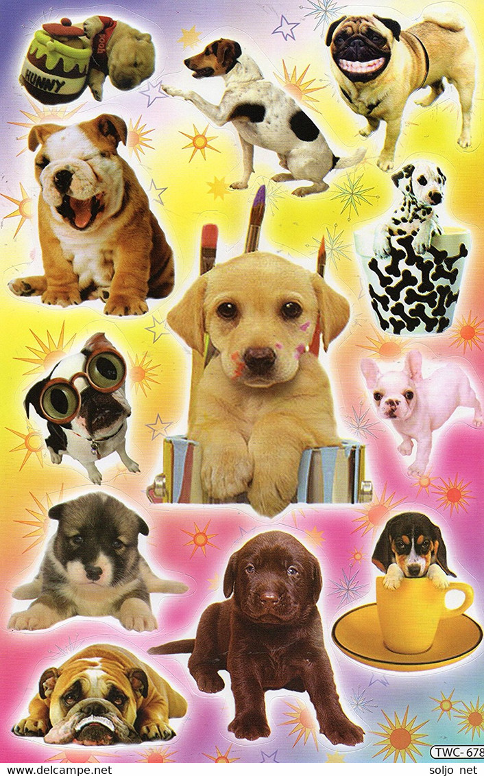 Hunde Tiere Aufkleber / Dog Sticker A4 1 Bogen 27 X 18 Cm ST101 - Scrapbooking