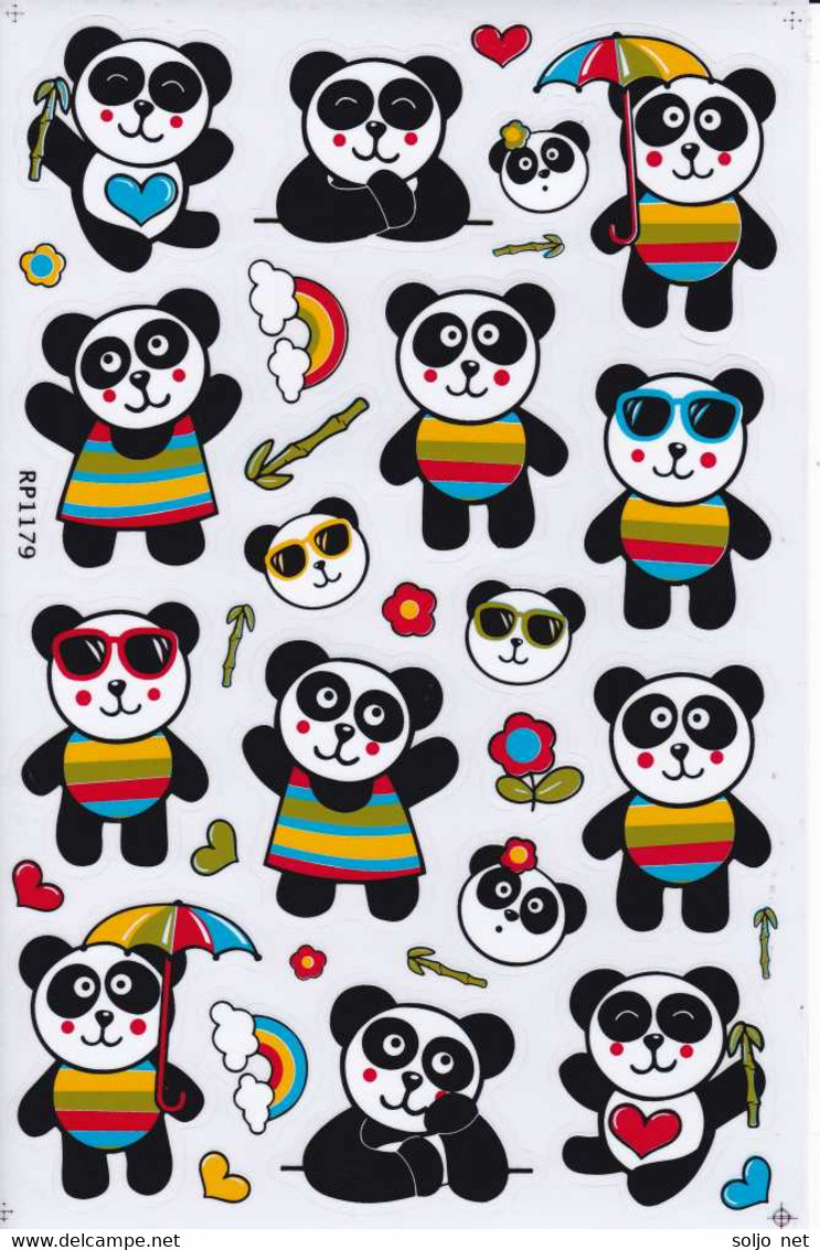 Pandabär Tiere Aufkleber / Panda Bear Sticker A4 1 Bogen 27 X 18 Cm ST496 - Scrapbooking