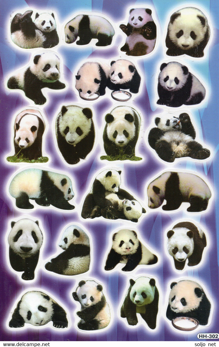 Pandabär Tiere Aufkleber / Panda Bear Sticker A4 1 Bogen 27 X 18 Cm ST295 - Scrapbooking