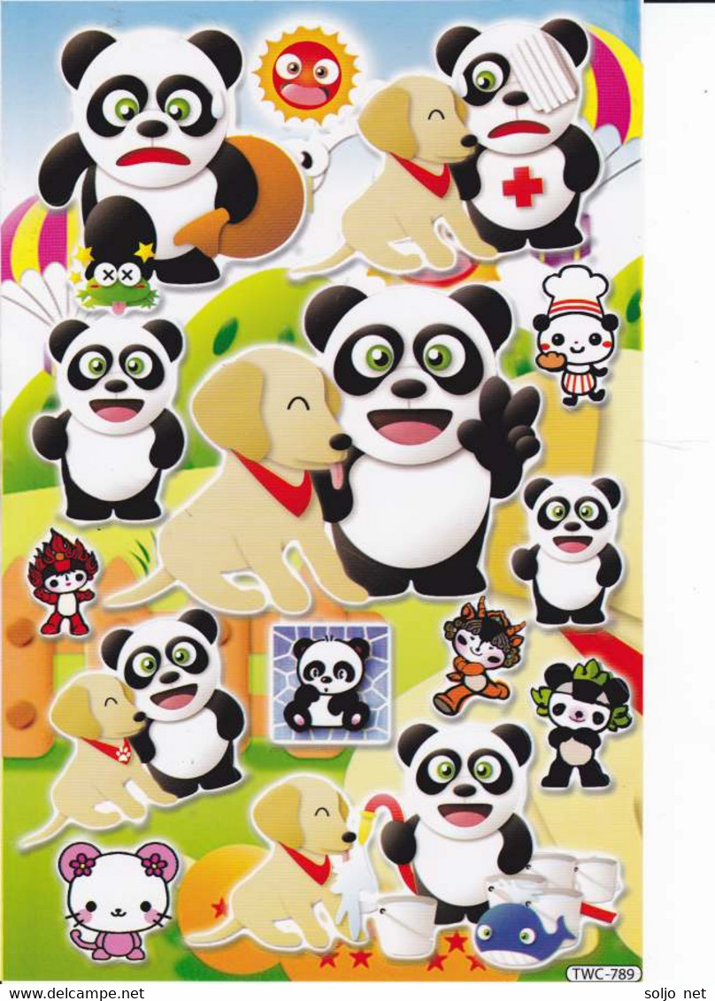 Pandabär Tiere Aufkleber / Panda Bear Sticker A4 1 Bogen 27 X 18 Cm ST409 - Scrapbooking