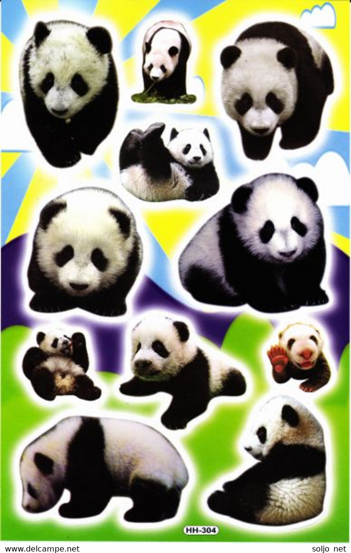 Pandabär Tiere Aufkleber / Panda Bear Sticker A4 1 Bogen 27 X 18 Cm ST256 - Scrapbooking