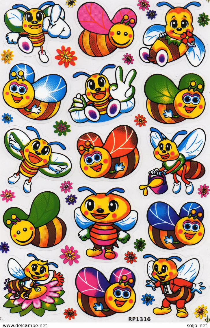 Biene Wespe Hummel Tiere Aufkleber / Bee Sticker A4 1 Bogen 27 X 18 Cm ST272 - Scrapbooking
