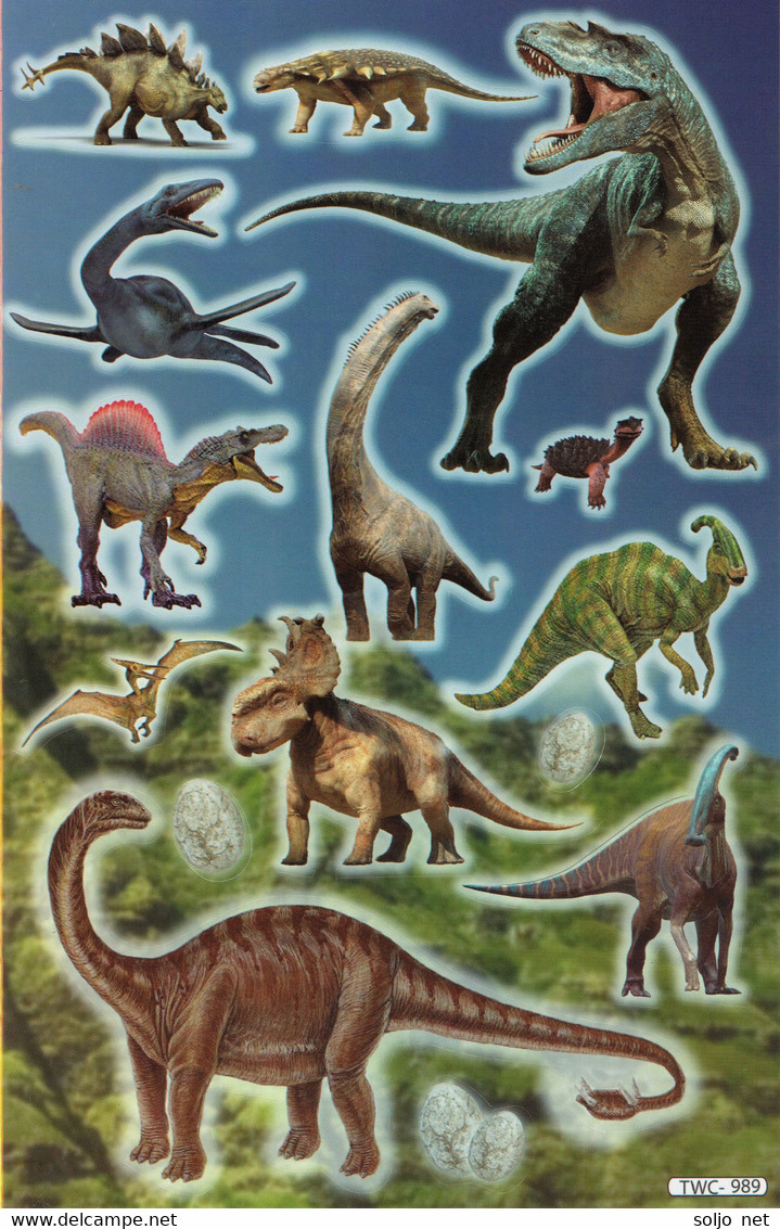 Dino Dinosaurier Tiere Aufkleber / Dinosaur Sticker A4 1 Bogen 27 X 18 Cm ST545 - Scrapbooking