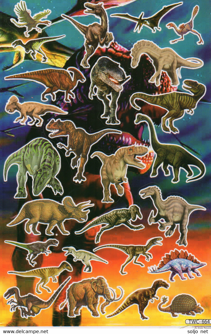 Dino Dinosaurier Tiere Aufkleber / Dinosaur Sticker A4 1 Bogen 27 X 18 Cm ST446 - Scrapbooking