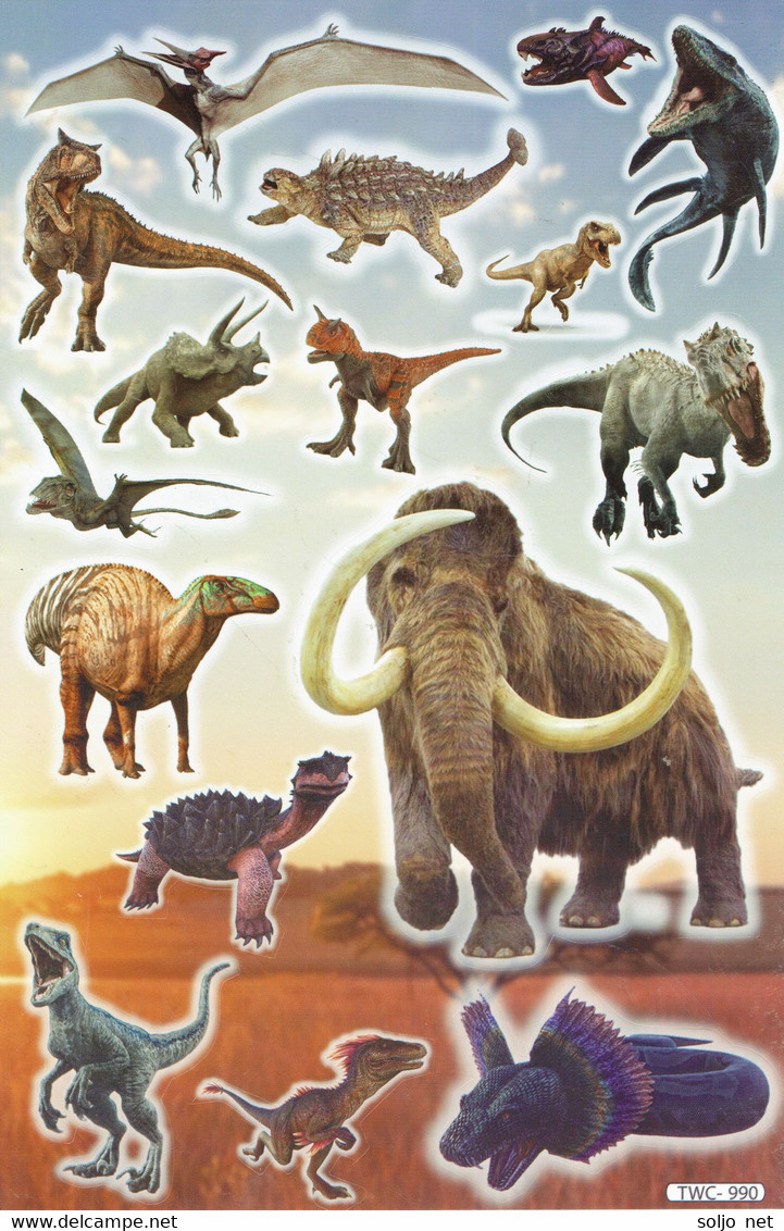 Dino Dinosaurier Tiere Aufkleber / Dinosaur Sticker A4 1 Bogen 27 X 18 Cm ST371 - Scrapbooking