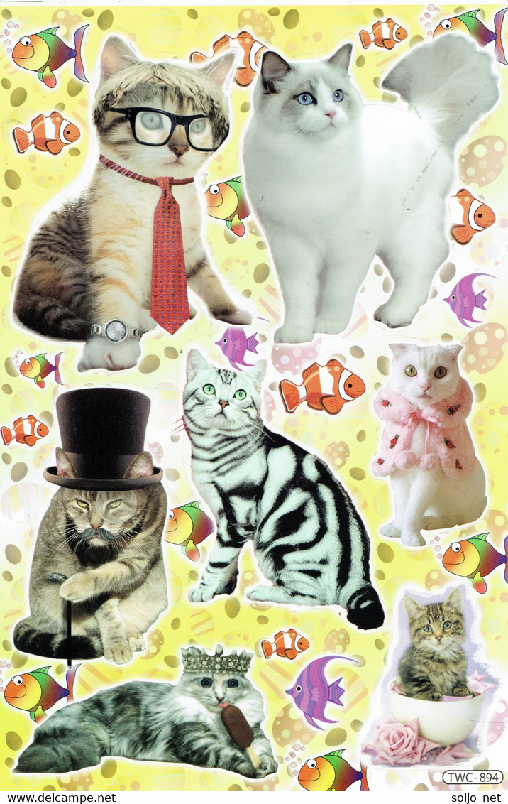 Katze Kitten Tiere Aufkleber / Cat Kittyr Sticker A4 1 Bogen 27 X 18 Cm ST318 - Scrapbooking