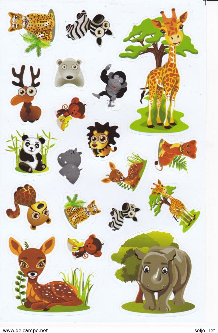 Safari Zoo Tiergarten Tiere Aufkleber / Animal Sticker A4 1 Bogen 27 X 18 Cm ST128 - Scrapbooking