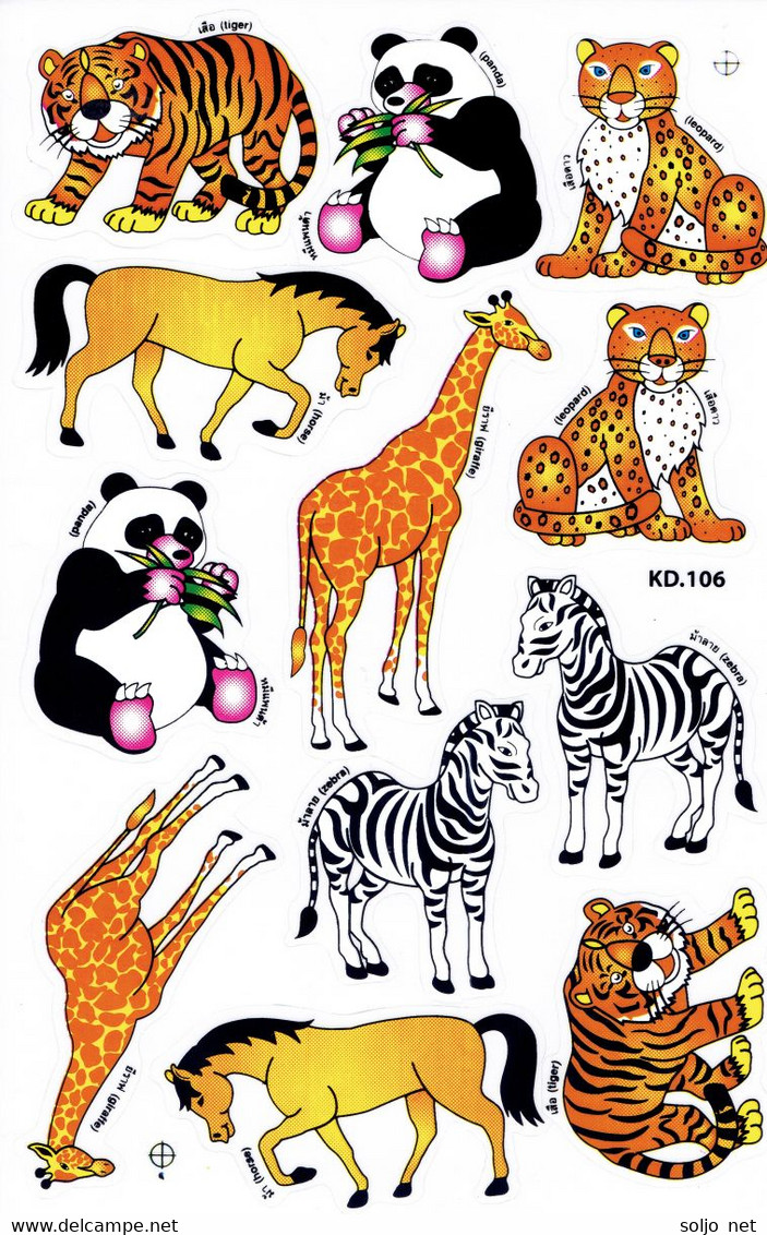 Safari Zoo Tiergarten Tiere Aufkleber / Animal Sticker A4 1 Bogen 27 X 18 Cm ST501 - Scrapbooking