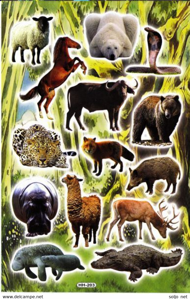 Safari Zoo Tiergarten Tiere Aufkleber / Animal Sticker A4 1 Bogen 27 X 18 Cm ST420 - Scrapbooking