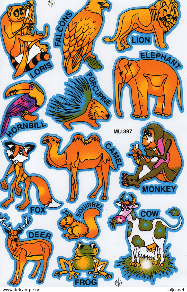 Safari Zoo Tiergarten Tiere Aufkleber / Animal Sticker A4 1 Bogen 27 X 18 Cm ST460 - Scrapbooking