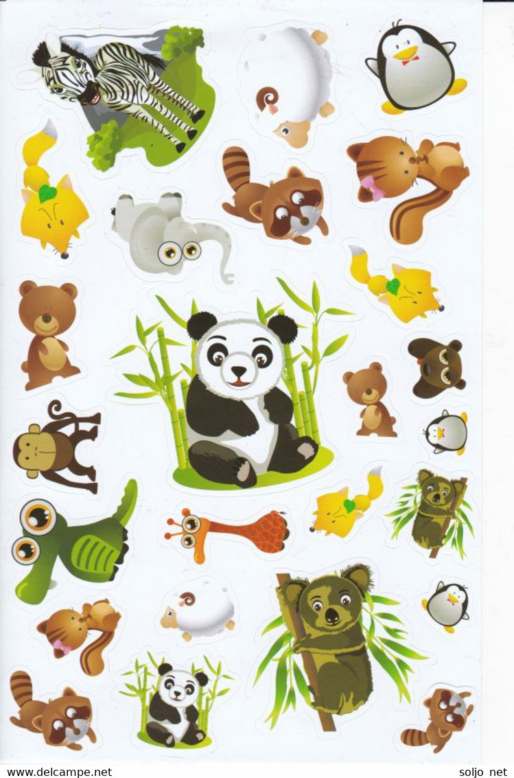 Safari Zoo Tiergarten Tiere Aufkleber / Animal Sticker A4 1 Bogen 27 X 18 Cm ST249 - Scrapbooking