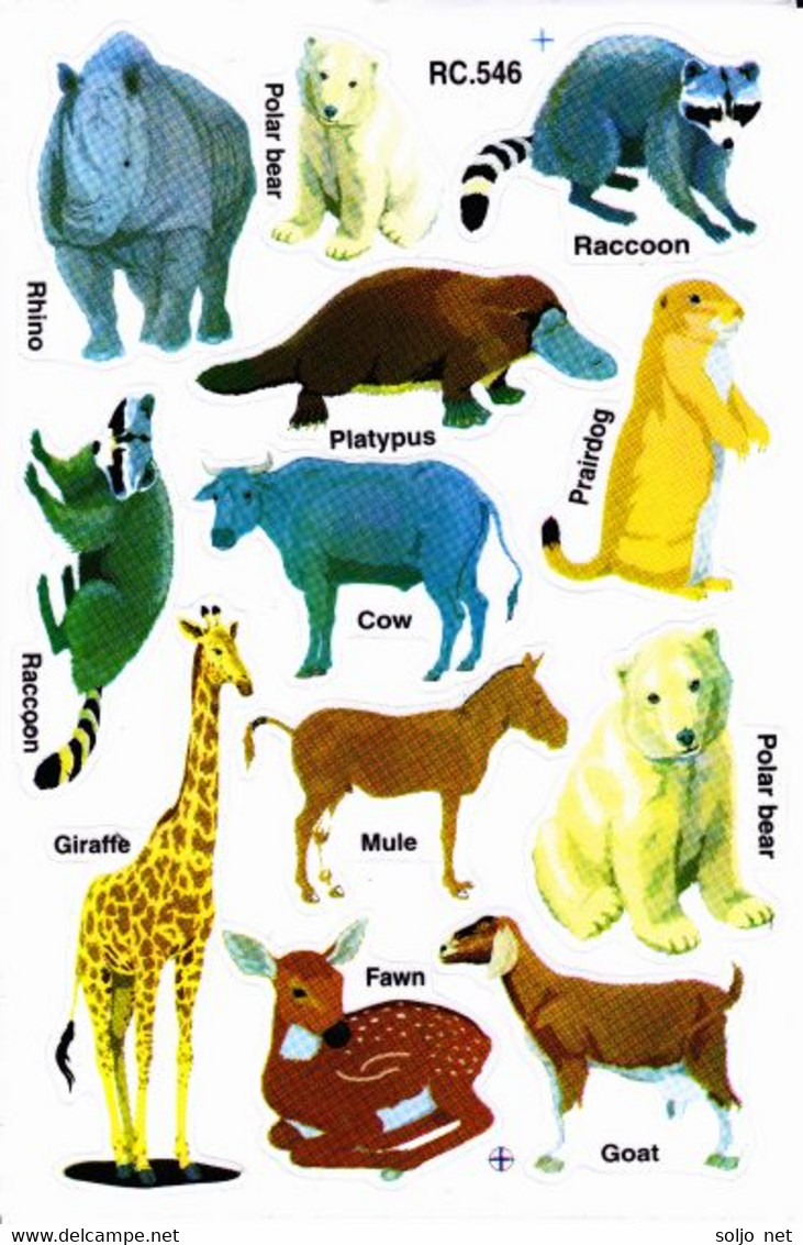 Safari Zoo Tiergarten Tiere Aufkleber / Animal Sticker A4 1 Bogen 27 X 18 Cm ST146 - Scrapbooking