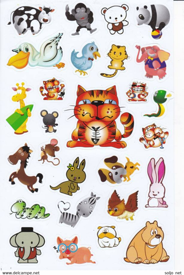 Safari Zoo Tiergarten Tiere Aufkleber / Animal Sticker A4 1 Bogen 27 X 18 Cm ST224 - Scrapbooking