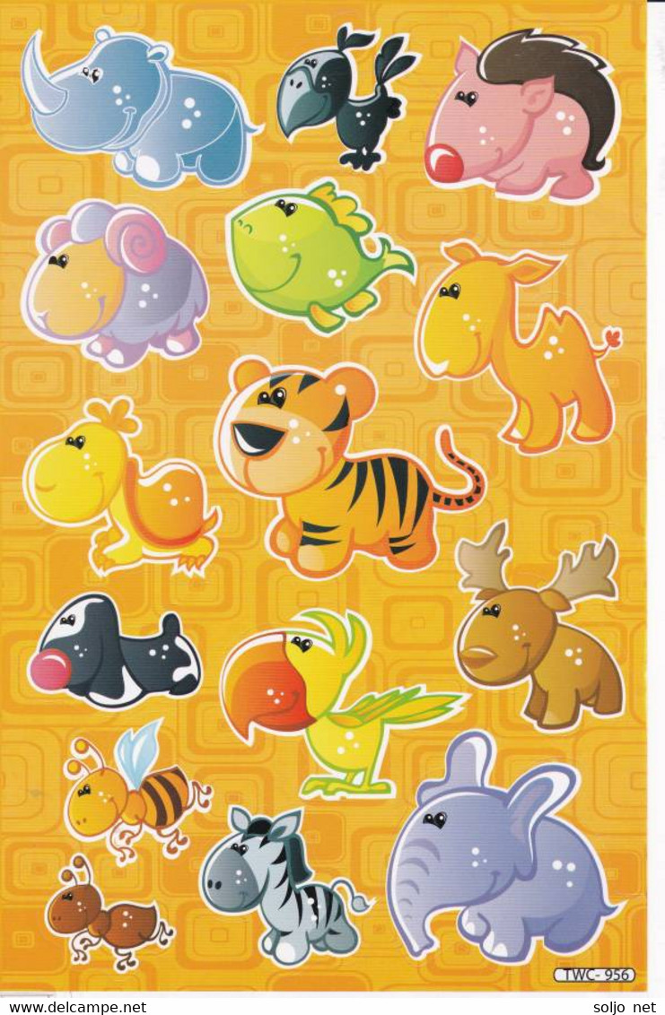 Safari Zoo Tiergarten Tiere Aufkleber / Animal Sticker A4 1 Bogen 27 X 18 Cm ST243 - Scrapbooking