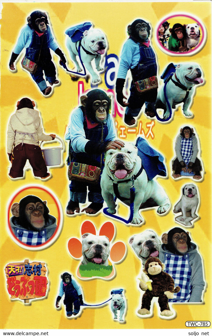 Affe Tiere Aufkleber / Monkey Sticker A4 1 Bogen 27 X 18 Cm ST527 - Scrapbooking