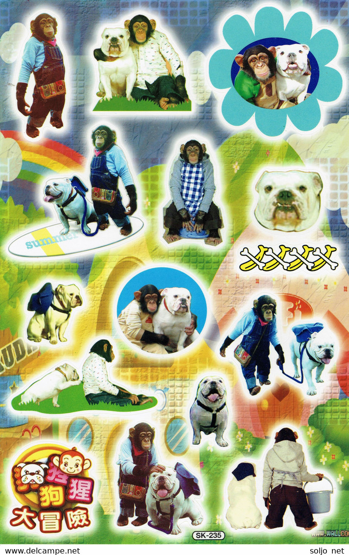 Affe Tiere Aufkleber / Monkey Sticker A4 1 Bogen 27 X 18 Cm ST529 - Scrapbooking