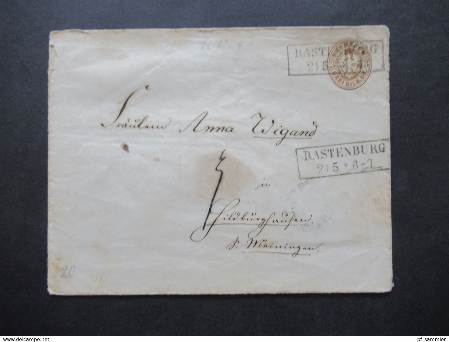 AD Preußen Um 1861 Ganzsachen Umschlag 3 Silbergroschen U 22 B Stempel Ra2 Rastenburg Rücks. Ank. Stempel - Postwaardestukken