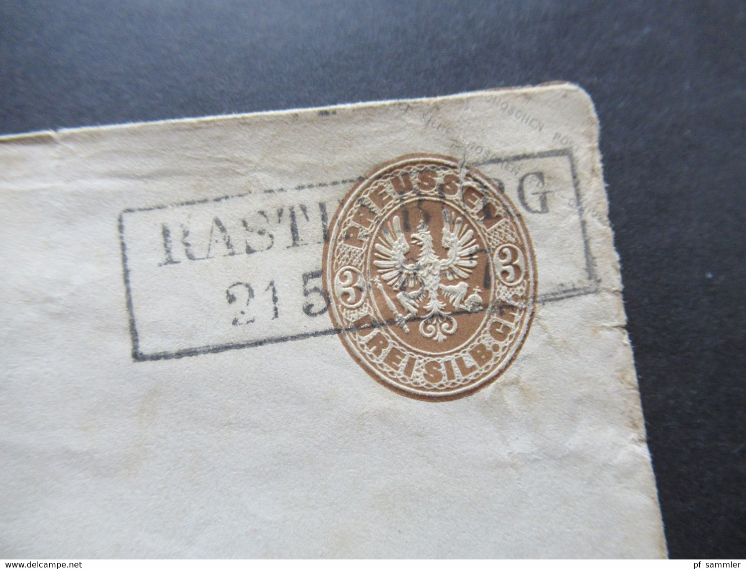 AD Preußen Um 1861 Ganzsachen Umschlag 3 Silbergroschen U 22 B Stempel Ra2 Rastenburg Rücks. Ank. Stempel - Ganzsachen