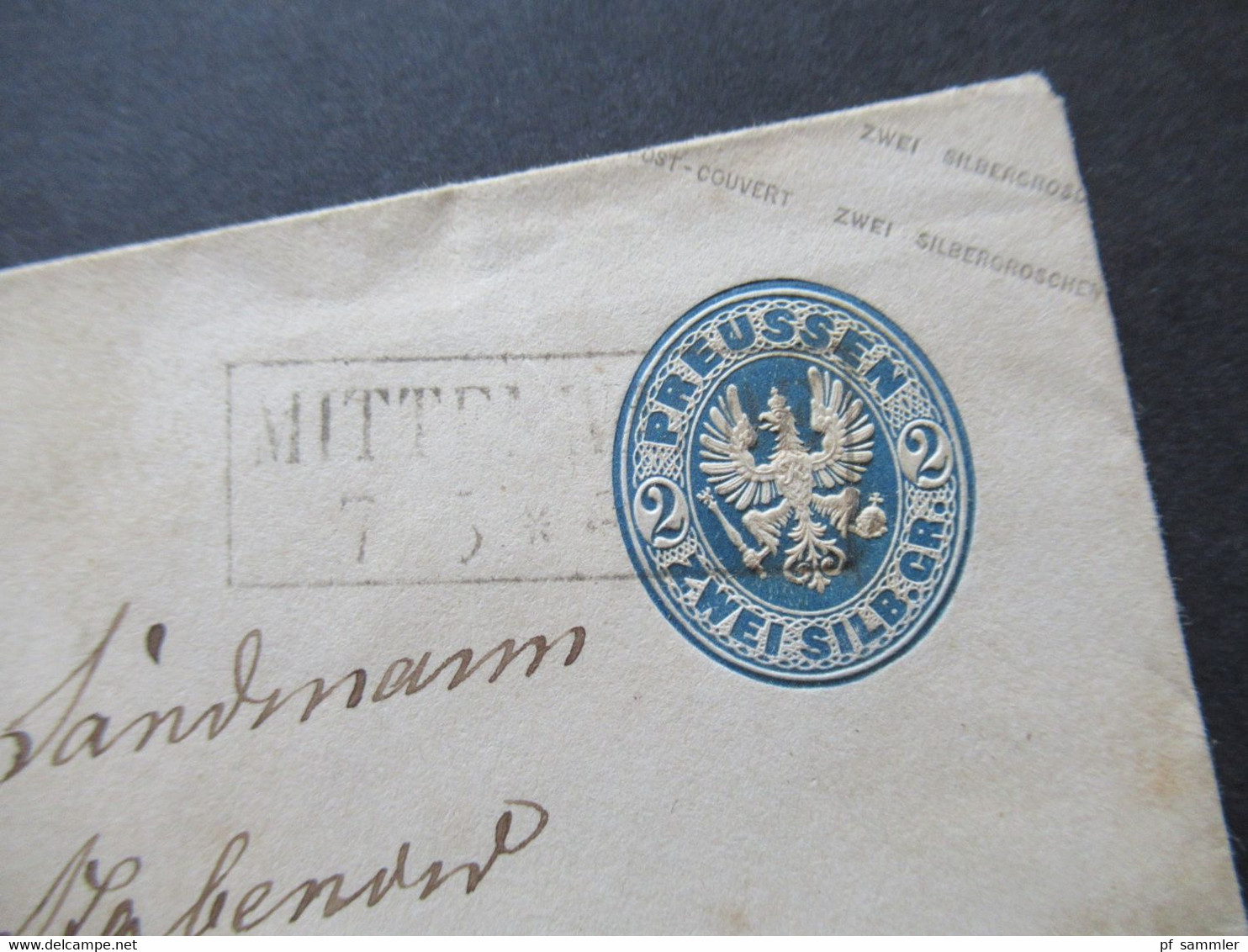 AD Preußen Um 1861 Ganzsachen Umschlag 2 Silbergroschen U 21 A A ?! Stempel Ra2 Mittenw... Nach Crossen - Entiers Postaux