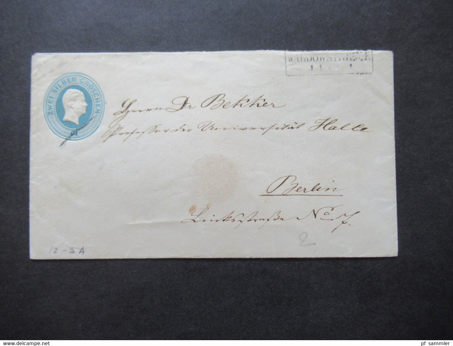 AD Preußen Um 1855 Ganzsachen Umschlag 2 Silbergroschen U 12 A Stempel Waldowstrenck Heute Polen Wałdowice - Postal  Stationery