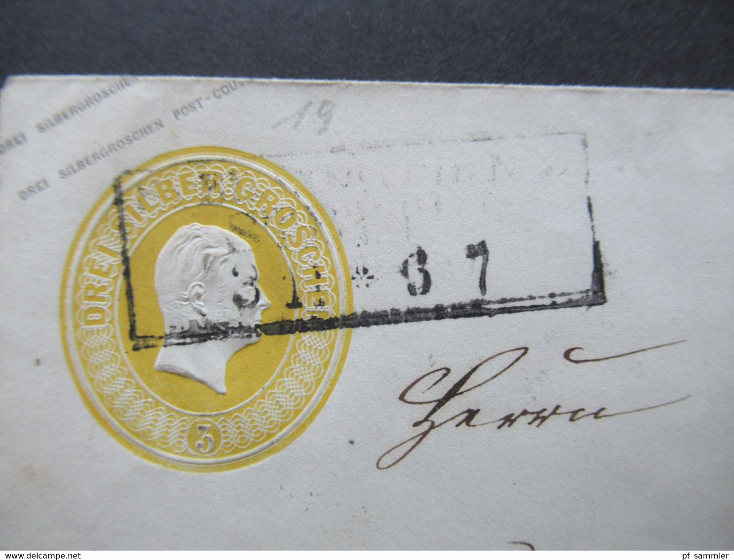 AD Preußen Um 1855 Ganzsachen Umschlag 3 Silbergroschen U 19 Stempel Ra3 Stettin / Abs. Th. Wellmann & Co. Stettin - Entiers Postaux