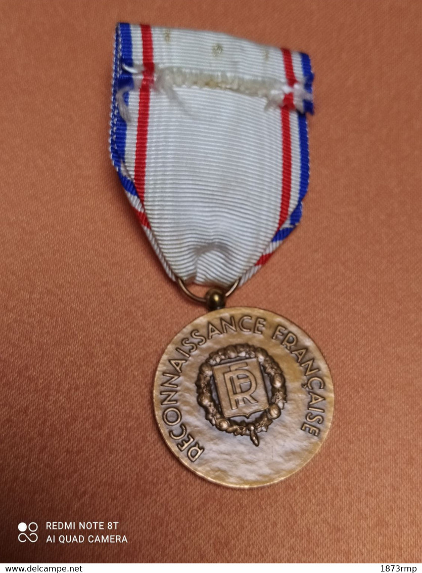 MÉDAILLE DE LA RECONNAISSANCE FRANCAISE, BRONZE, 39/45 WW2 - Frankrijk