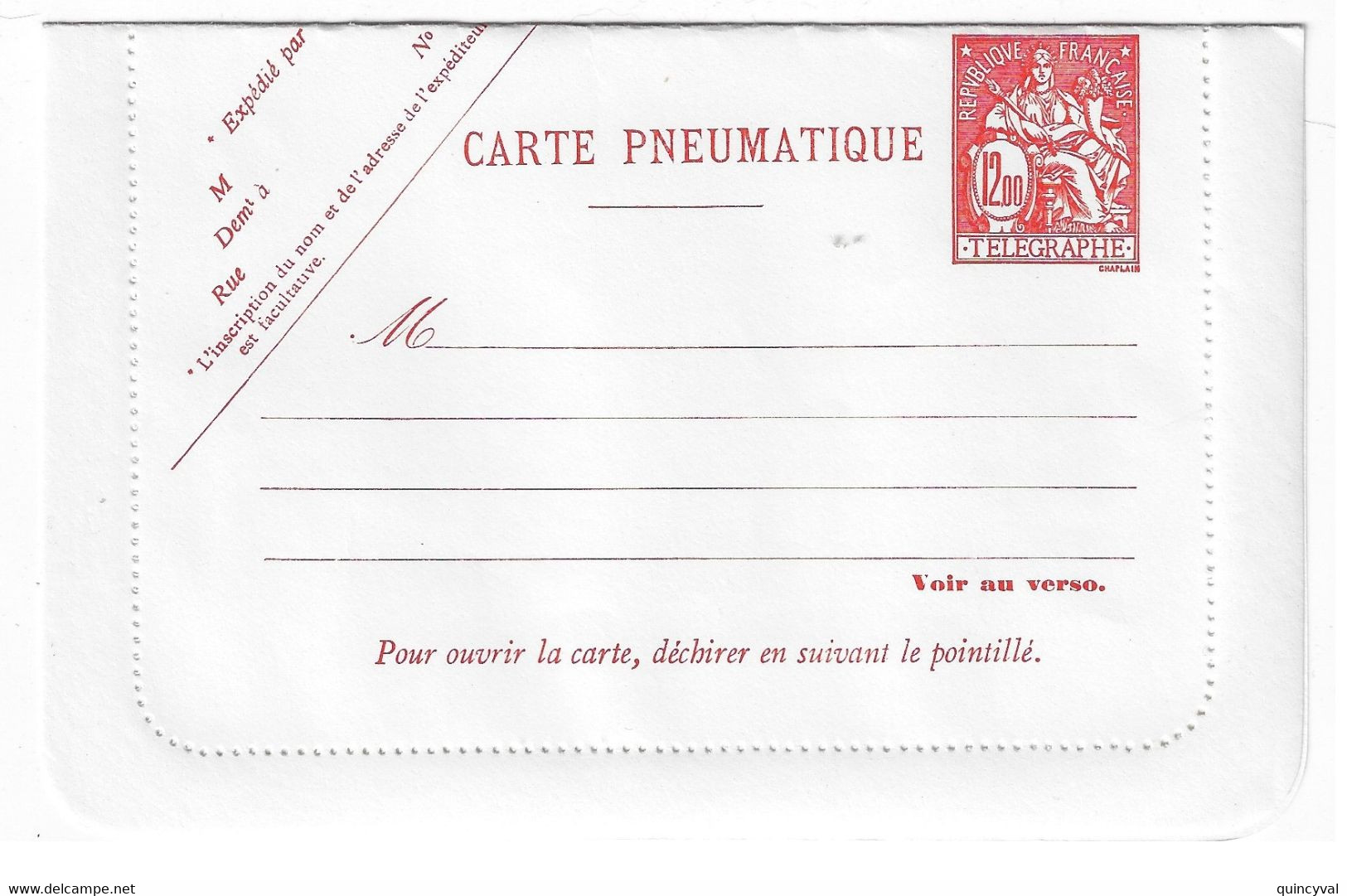 Chaplain 12,00 F Carte-lettre Yv 2624 Storch V17 - Pneumatiques