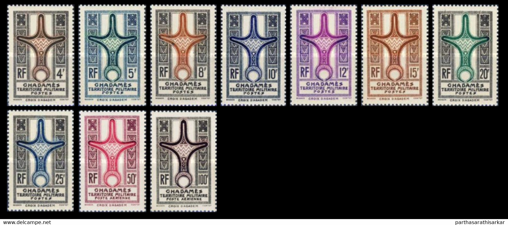 GHADAMES 1949 AGADEM CROSS WITH AIRMAIL COMPLETE SET MNH - Unused Stamps