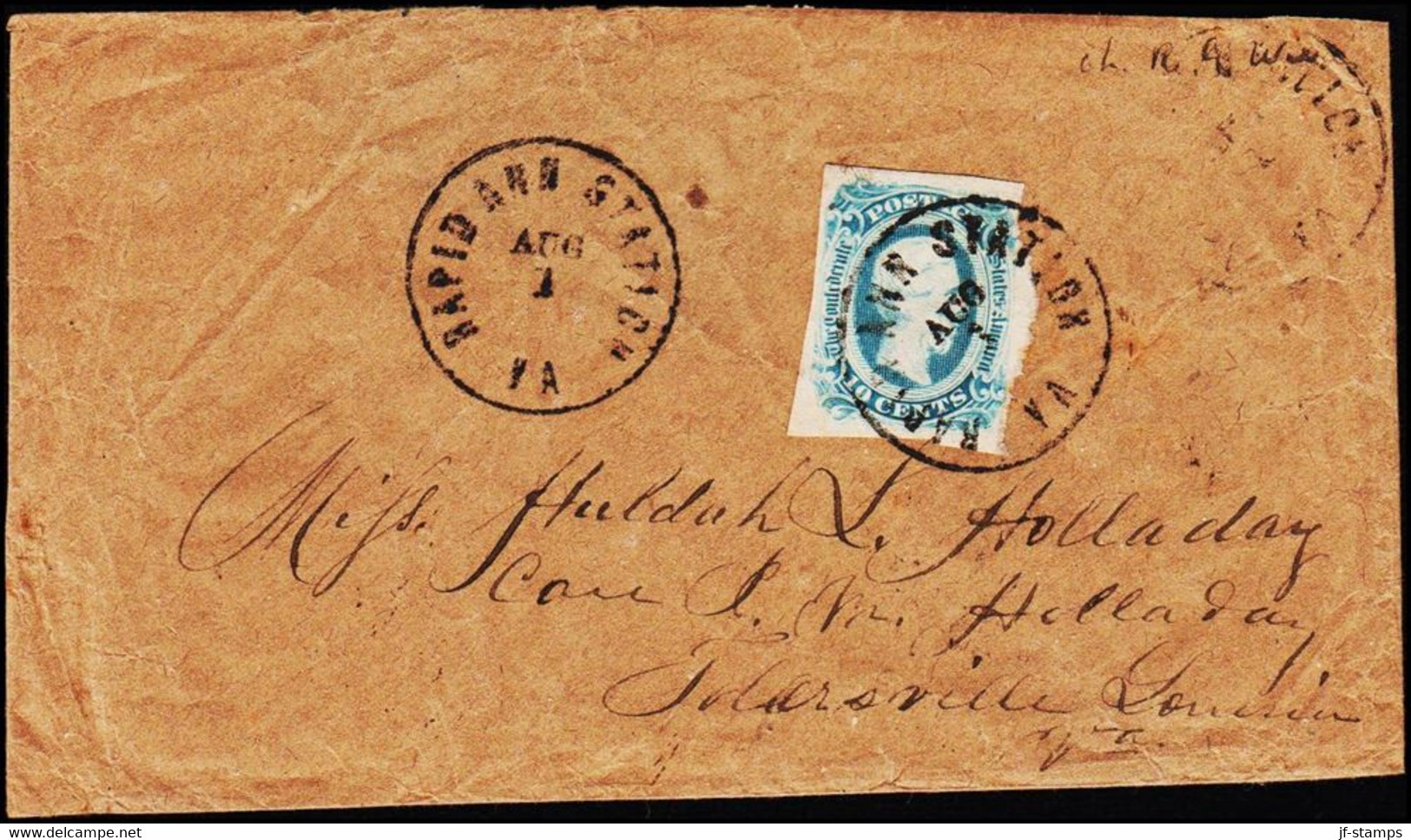 1863. Jefferson 10 Cents RAPID ANN STATION VA 1 AUG.  1 (Michel 10) - JF124226 - 1861-65 Confederate States