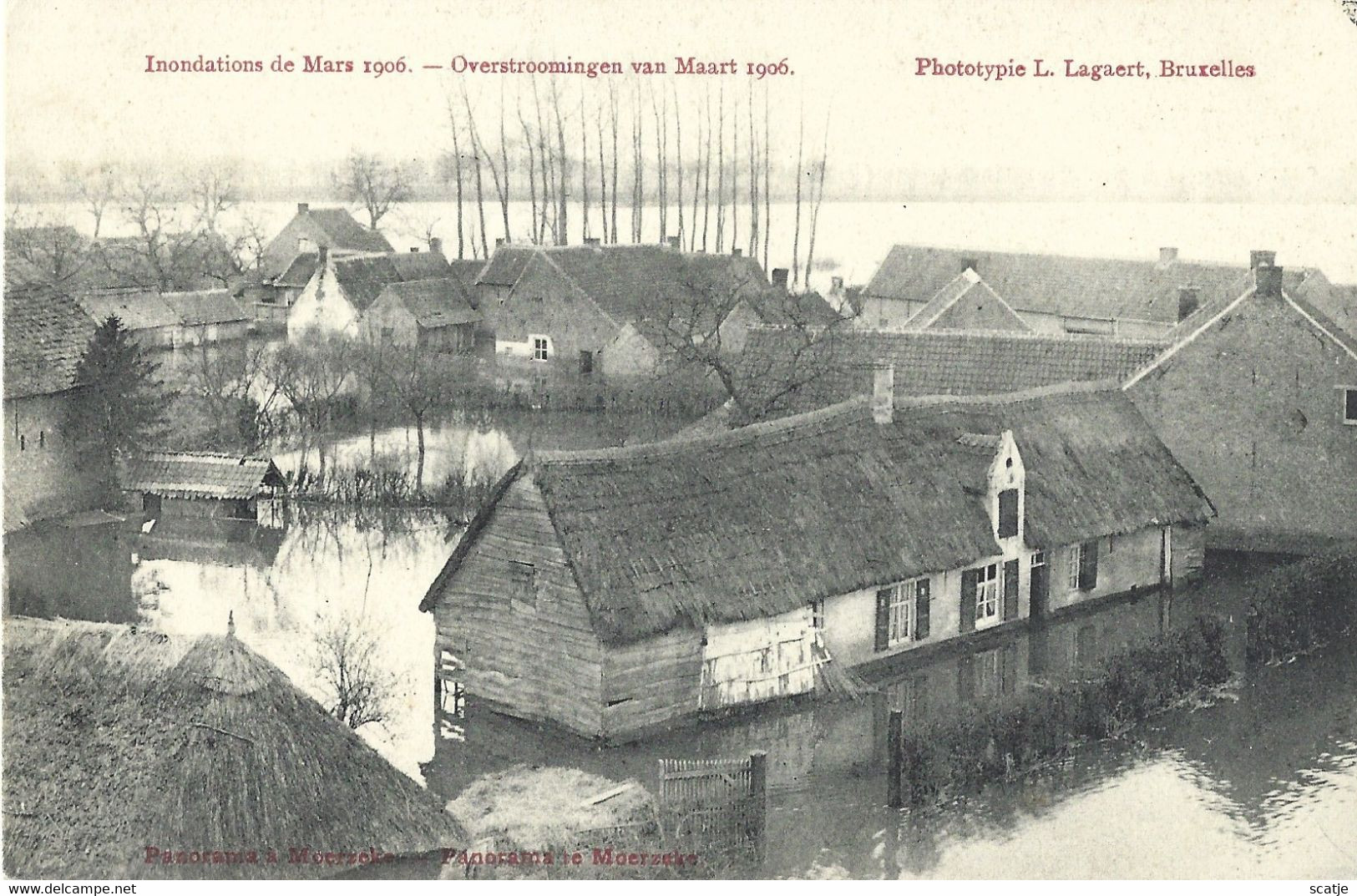 Panorama Moerzeke.   -    Overstroomingen Van Maart 1906 - Hamme