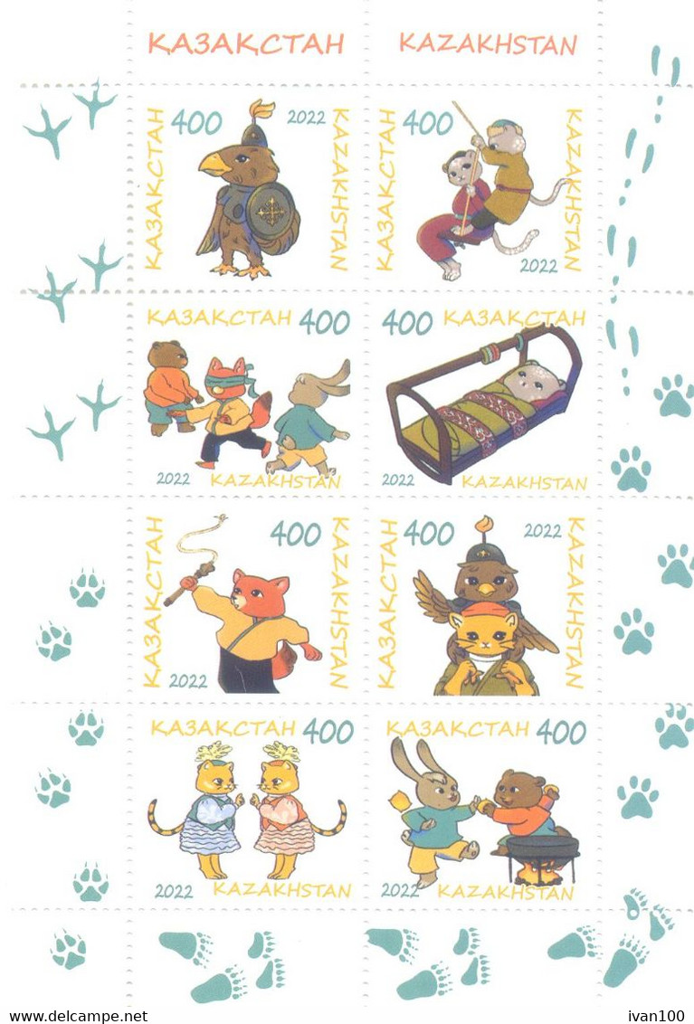 2022. Kazakhstan, Forest Pets, Type I, Blue,  S/s,  Mint/** - Kazachstan