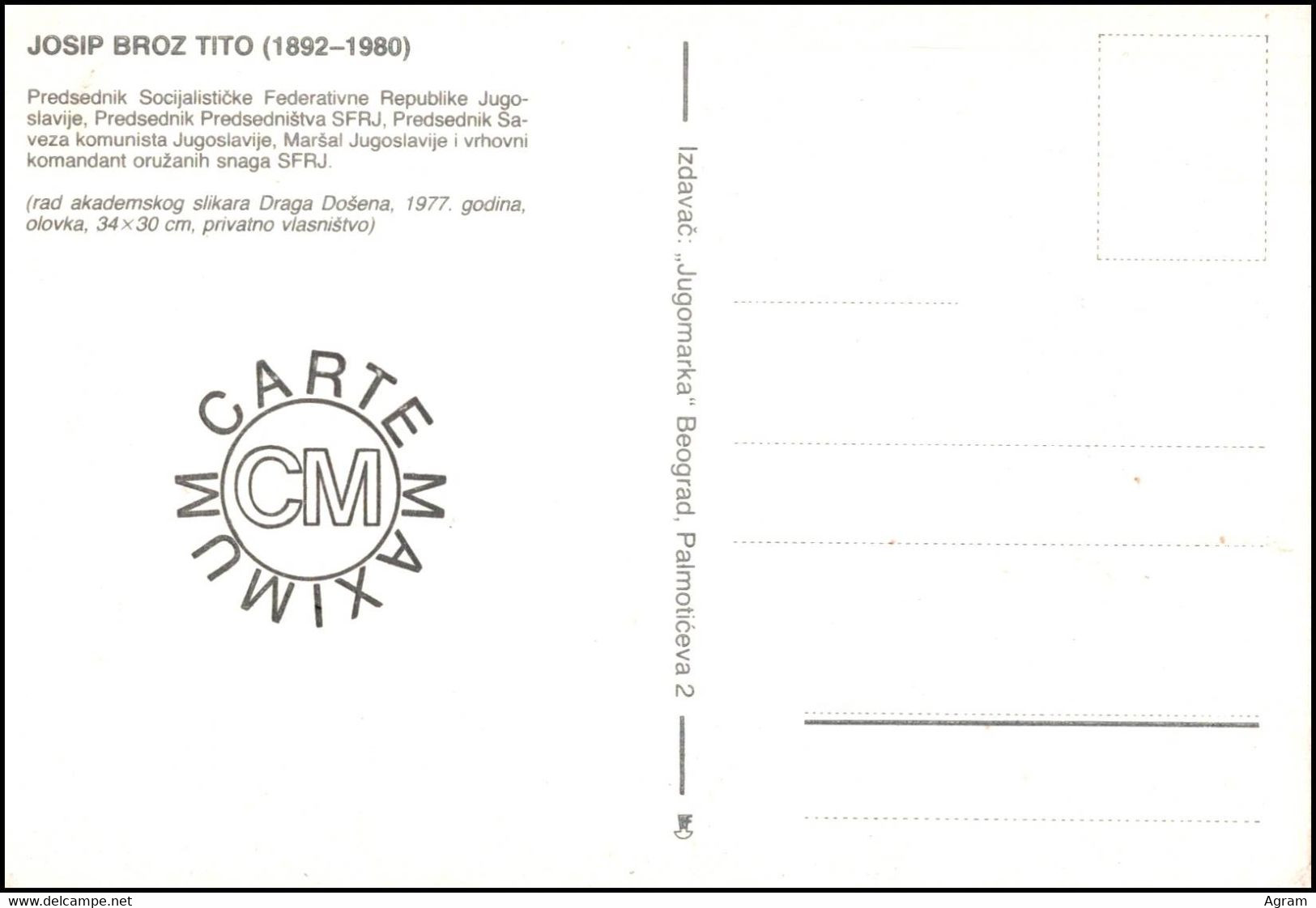 Yugoslavia 1982, Maximum Card "Josip Broz Tito" W./ Postmark "Belgrade" - Cartes-maximum