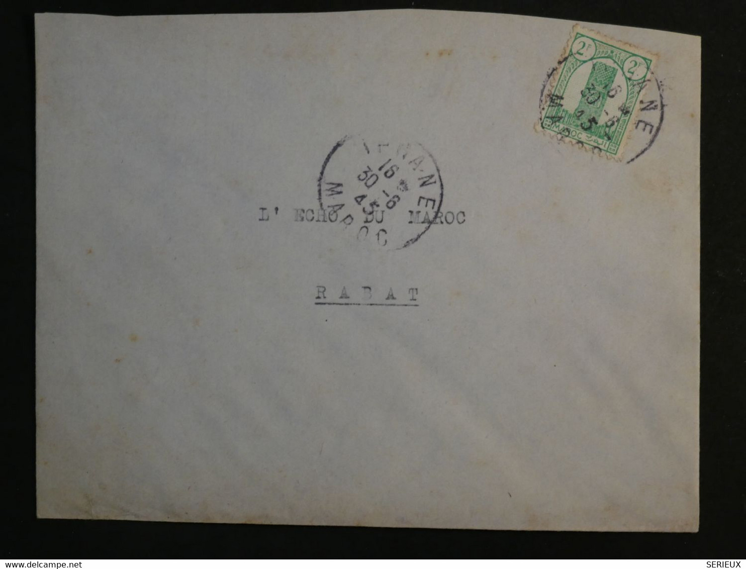 BN11 MAROC  BELLE LETTRE 1945 PETIT BUREAU IPHANE A RABAT ++AFFRANCH. INTERESSANT+++ - Covers & Documents