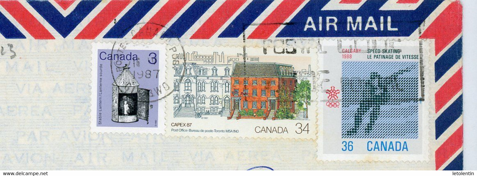 CANADA - TIMBRES SUR ENVELOPPE POUR LA FRANCE Obli. 1987 - Cartas & Documentos