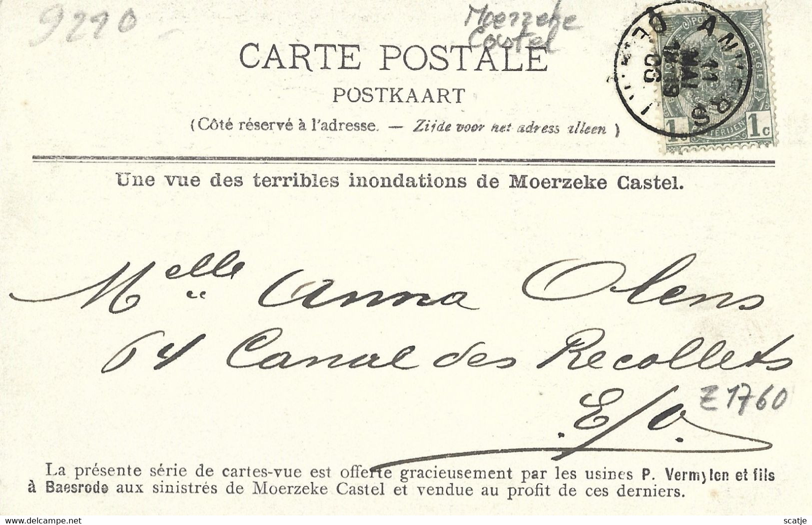 Castel  -  Moerzeke.   -   Le Polder De Castel à Marée Basse.   -   1906   Anvers - Hamme