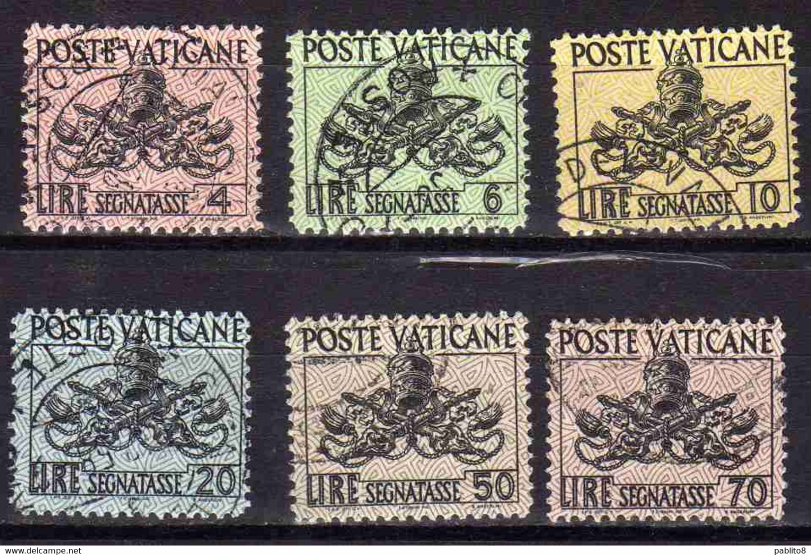 CITTÀ DEL VATICANO VATIKAN VATICAN 1954 TASSE TAXES SEGNATASSE POSTAGE DUE TRIREGNO SERIE COMPLETA FULL SET USATA USED - Taxes