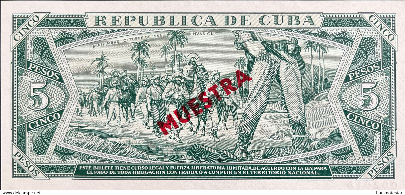 Cuba 5 Pesos, P-103cS (1985) - UNC - MUESTRA - Cuba