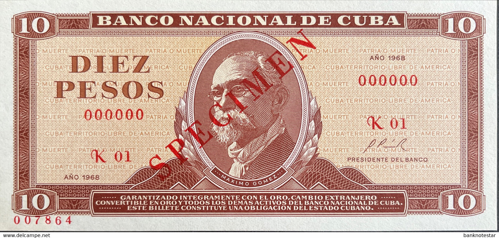 Cuba 10 Pesos, P-104aS (1968) - UNC - SPECIMEN - Cuba