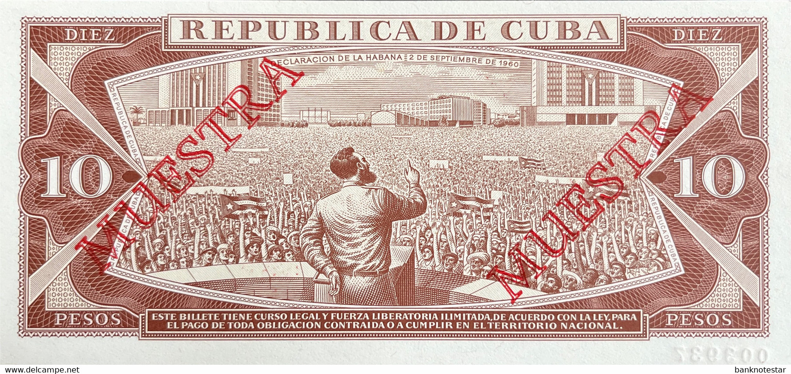 Cuba 10 Pesos, P-104dS (1988) - UNC - MUESTRA - Cuba