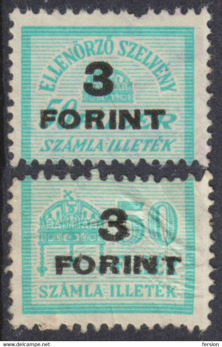 1946 Hungary - FISCAL BILL Tax - Revenue Stamp - 1944 Overprint 3 Ft  / 50 Fill - Used - Steuermarken