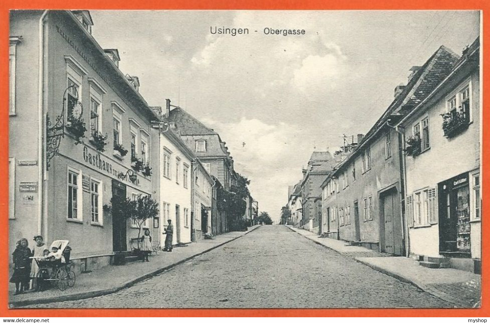 D052_USINGEN * OBERGASSE Mit GASTHAUS U. NACHBAR  * FELDPOST GELAUFEN 1918, - Usingen