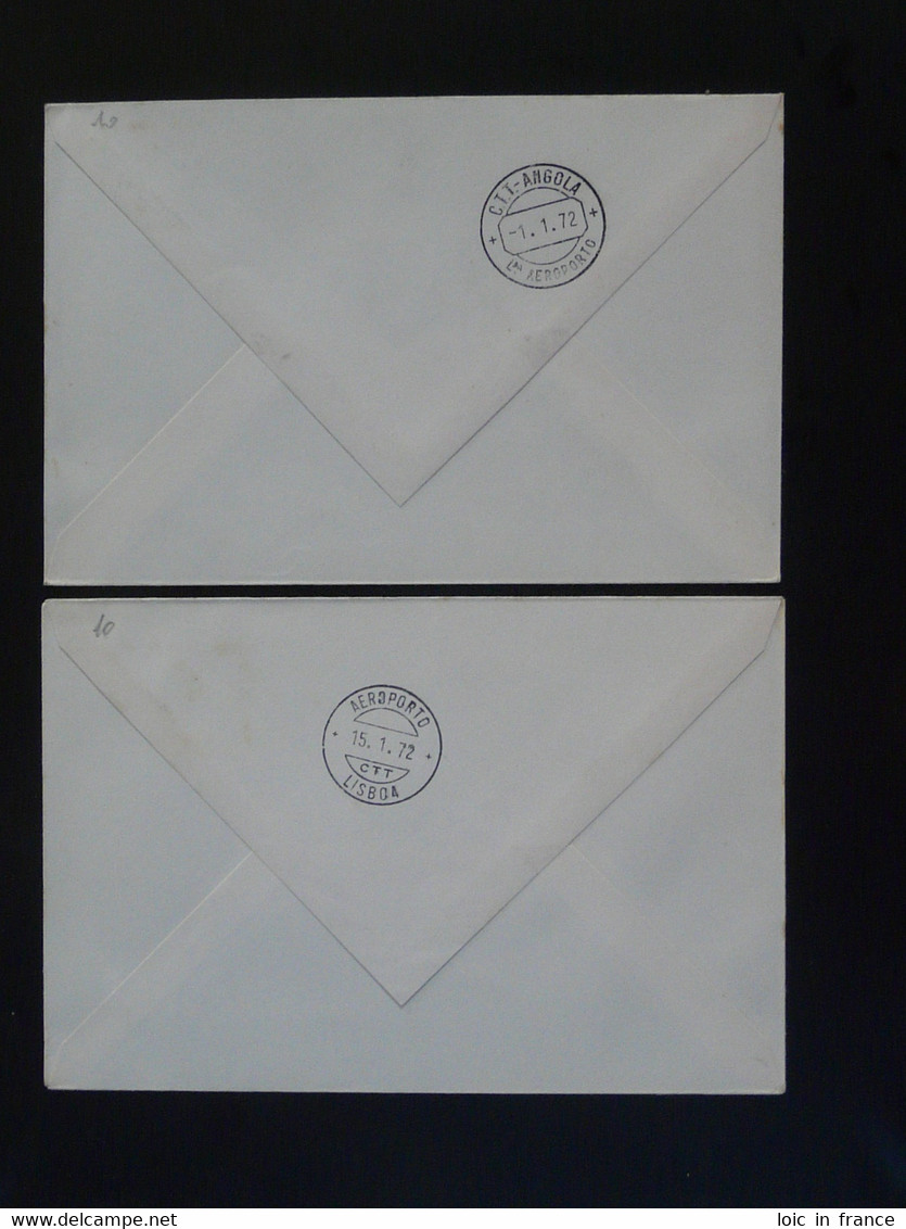 Lettre Vol Special Flight (x2) Lisbon Angola 25 Ans De Service TAP Air Portugal 1971 - Briefe U. Dokumente