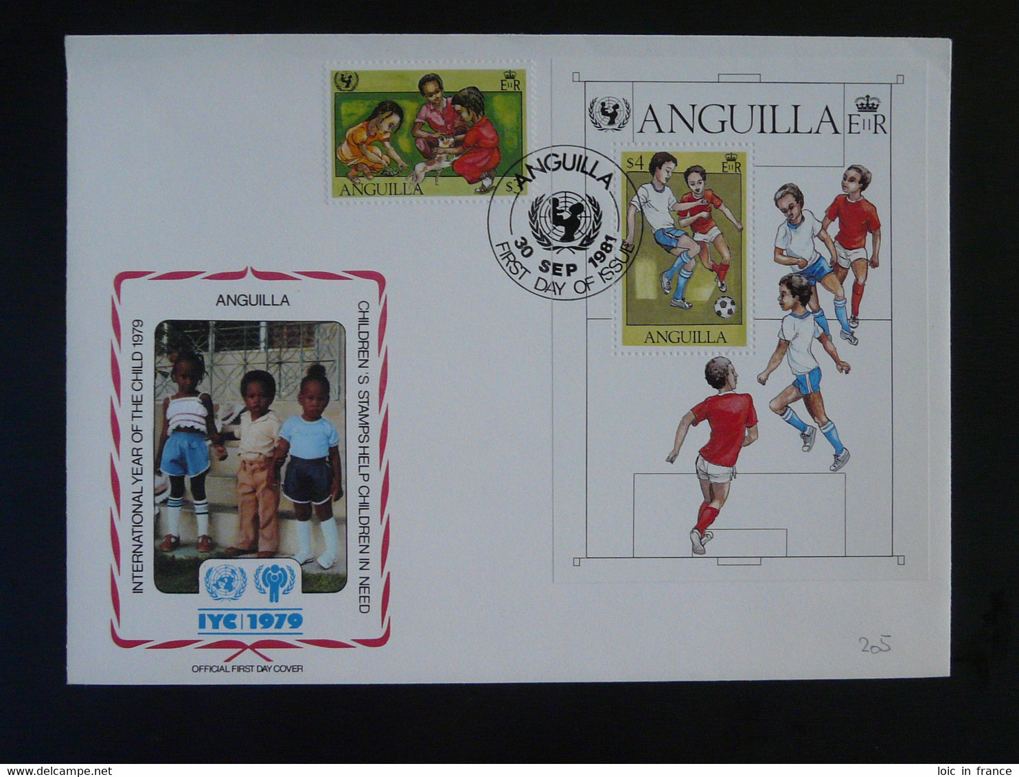 FDC Bloc Football Année Internationale De L'enfant International Year Of Child Anguilla 1979 - Anguilla (1968-...)