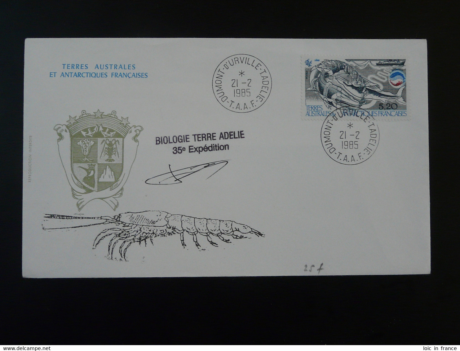 Lettre Cover 35ème Expedition Biologie Terre Adélie TAAF 1985 - Onderzoeksprogramma's