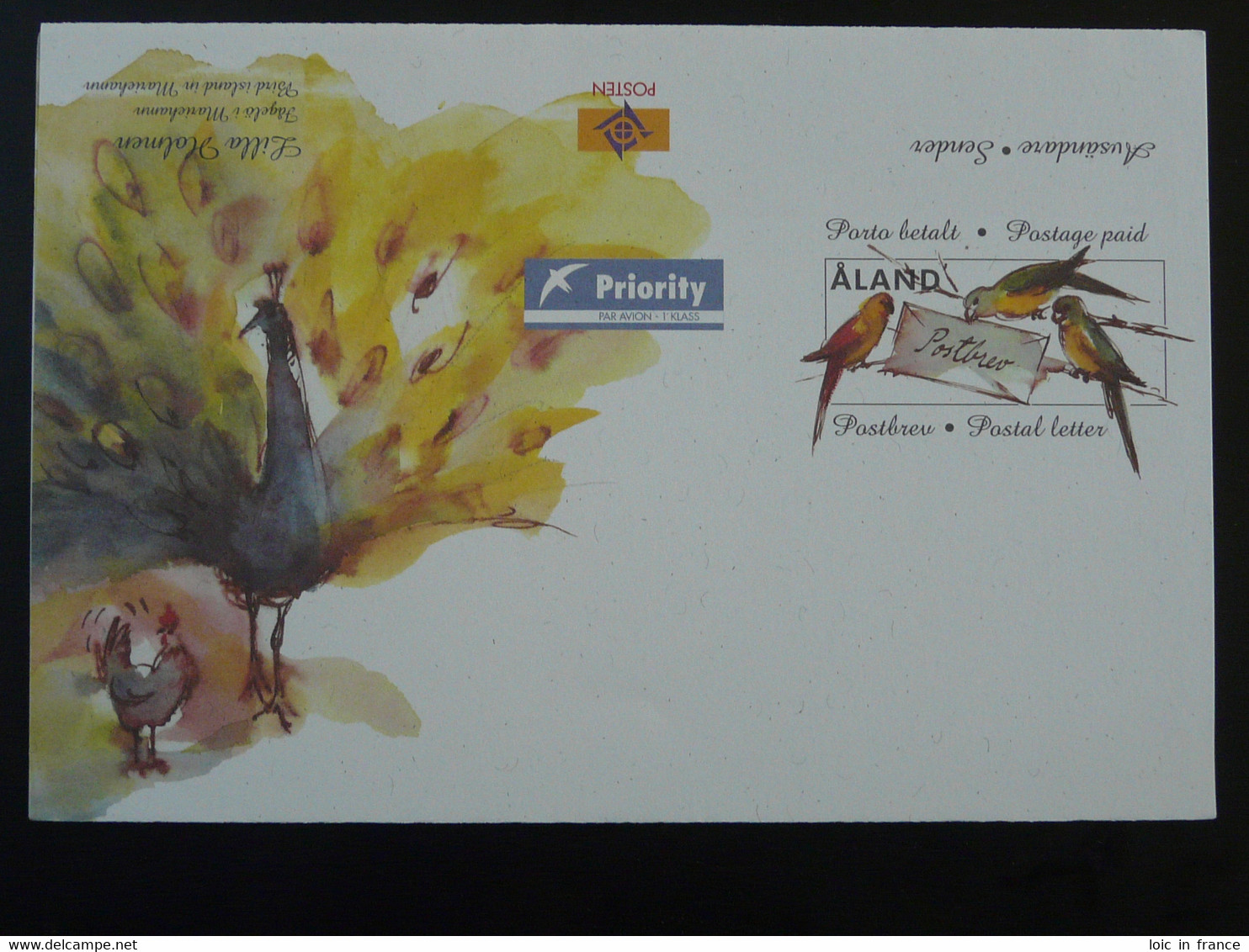 Entier Postal Stationery Paon Perroquet Peacock Parrot Aland 1988 (neuf) - Pfauen